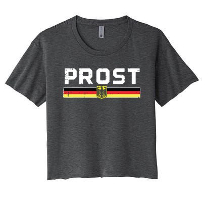 Prost German Flag Crest Eagle Bavarian Oktoberfest Women's Crop Top Tee