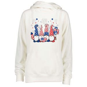 Patriotic Gnomes Fireworks USA Independence Day 4th Of July Womens Funnel Neck Pullover Hood