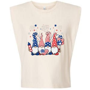 Patriotic Gnomes Fireworks USA Independence Day 4th Of July Garment-Dyed Women's Muscle Tee