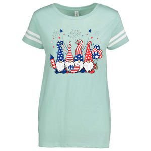 Patriotic Gnomes Fireworks USA Independence Day 4th Of July Enza Ladies Jersey Football T-Shirt