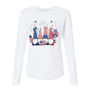 Patriotic Gnomes Fireworks USA Independence Day 4th Of July Womens Cotton Relaxed Long Sleeve T-Shirt