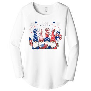 Patriotic Gnomes Fireworks USA Independence Day 4th Of July Women's Perfect Tri Tunic Long Sleeve Shirt