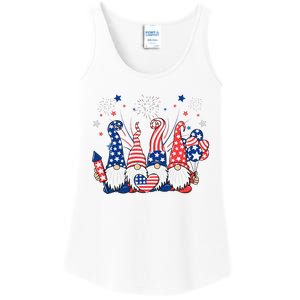 Patriotic Gnomes Fireworks USA Independence Day 4th Of July Ladies Essential Tank