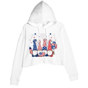 Patriotic Gnomes Fireworks USA Independence Day 4th Of July Crop Fleece Hoodie