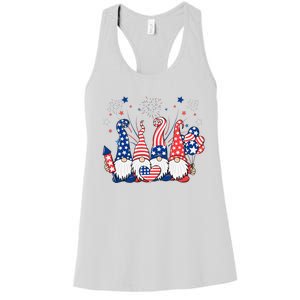 Patriotic Gnomes Fireworks USA Independence Day 4th Of July Women's Racerback Tank