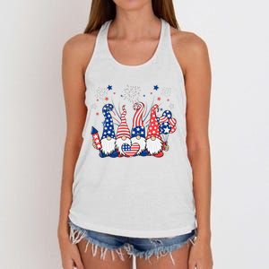 Patriotic Gnomes Fireworks USA Independence Day 4th Of July Women's Knotted Racerback Tank