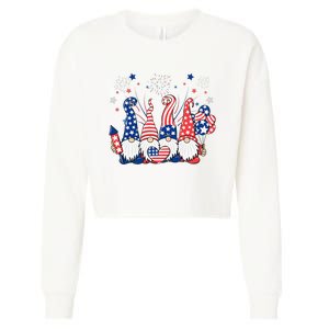 Patriotic Gnomes Fireworks USA Independence Day 4th Of July Cropped Pullover Crew