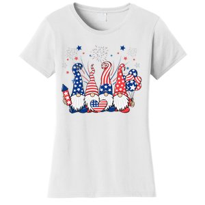 Patriotic Gnomes Fireworks USA Independence Day 4th Of July Women's T-Shirt