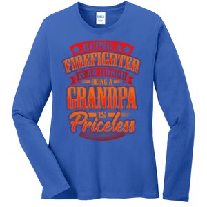 Proud Grandfather Firefighter Grandpa Quote Fire Saying Gift Ladies Long Sleeve Shirt