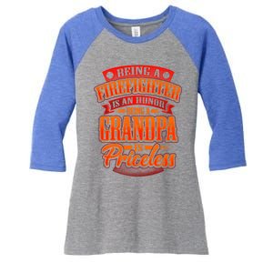 Proud Grandfather Firefighter Grandpa Quote Fire Saying Gift Women's Tri-Blend 3/4-Sleeve Raglan Shirt