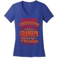 Proud Grandfather Firefighter Grandpa Quote Fire Saying Gift Women's V-Neck T-Shirt