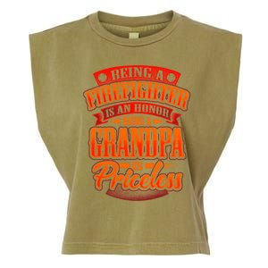 Proud Grandfather Firefighter Grandpa Quote Fire Saying Gift Garment-Dyed Women's Muscle Tee