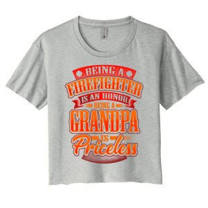 Proud Grandfather Firefighter Grandpa Quote Fire Saying Gift Women's Crop Top Tee