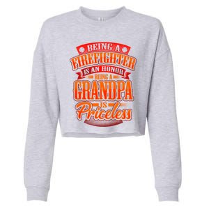 Proud Grandfather Firefighter Grandpa Quote Fire Saying Gift Cropped Pullover Crew