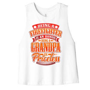 Proud Grandfather Firefighter Grandpa Quote Fire Saying Gift Women's Racerback Cropped Tank