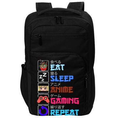 Play Games Funny Otaku Gamer Eat Sleep Anime Gaming Repeat Impact Tech Backpack