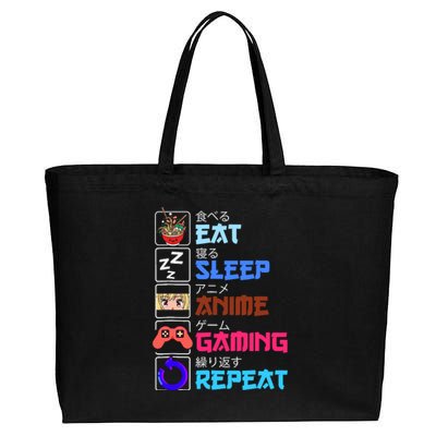 Play Games Funny Otaku Gamer Eat Sleep Anime Gaming Repeat Cotton Canvas Jumbo Tote