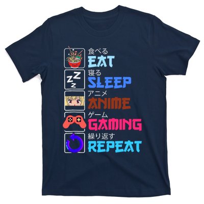 Play Games Funny Otaku Gamer Eat Sleep Anime Gaming Repeat T-Shirt