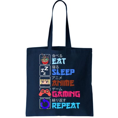 Play Games Funny Otaku Gamer Eat Sleep Anime Gaming Repeat Tote Bag