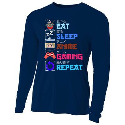 Play Games Funny Otaku Gamer Eat Sleep Anime Gaming Repeat Cooling Performance Long Sleeve Crew