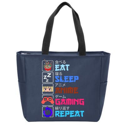 Play Games Funny Otaku Gamer Eat Sleep Anime Gaming Repeat Zip Tote Bag