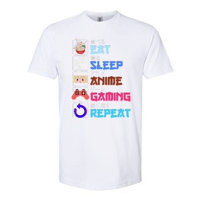 Play Games Funny Otaku Gamer Eat Sleep Anime Gaming Repeat Softstyle® CVC T-Shirt