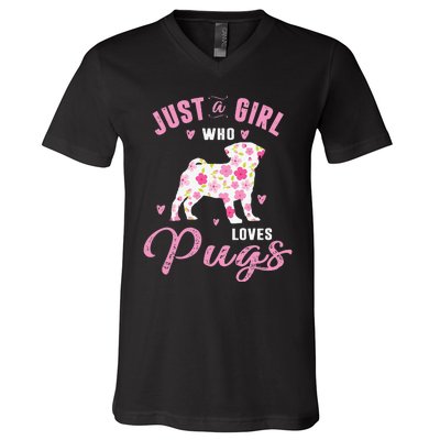 Pug Gifts For Funny Just A Who Loves Pugs V-Neck T-Shirt