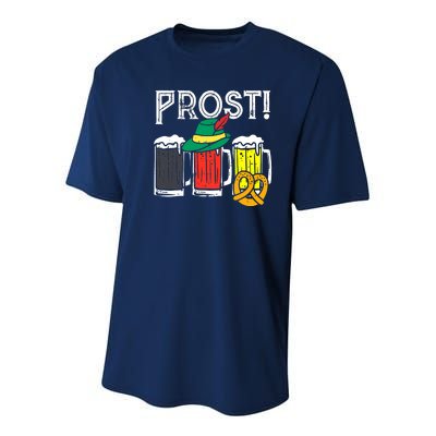 Prost German Flag Colors Hat Bavarian Oktoberfest Youth Performance Sprint T-Shirt