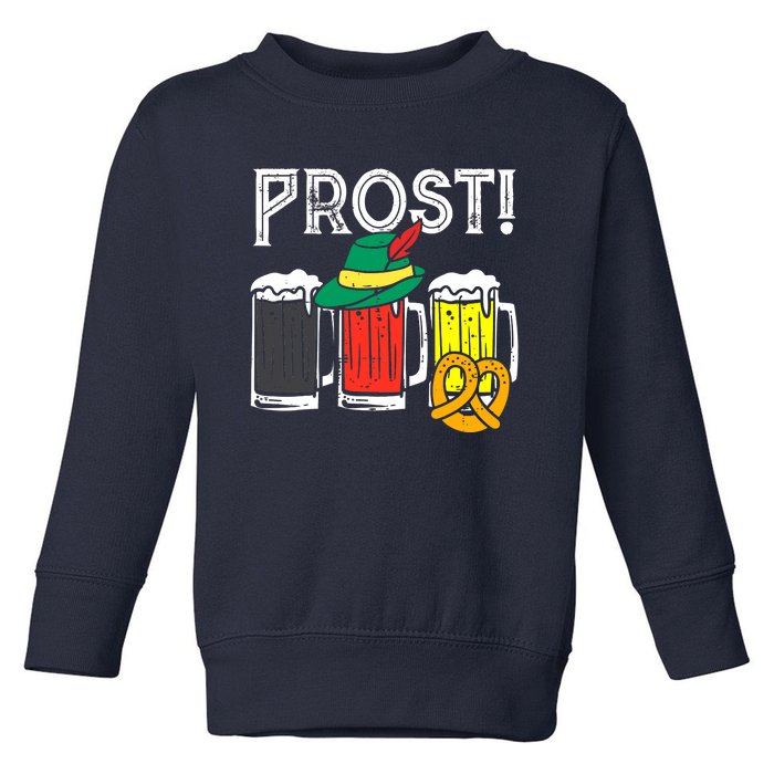 Prost German Flag Colors Hat Bavarian Oktoberfest Toddler Sweatshirt