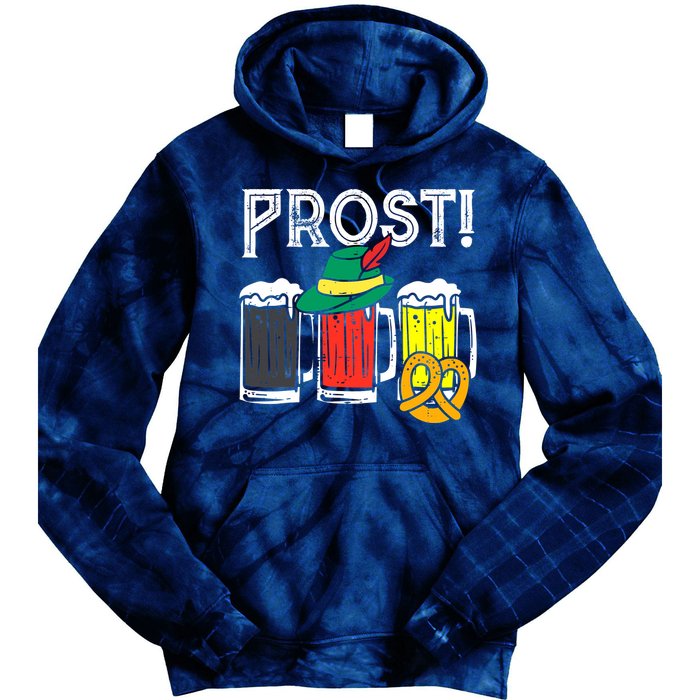 Prost German Flag Colors Hat Bavarian Oktoberfest Tie Dye Hoodie