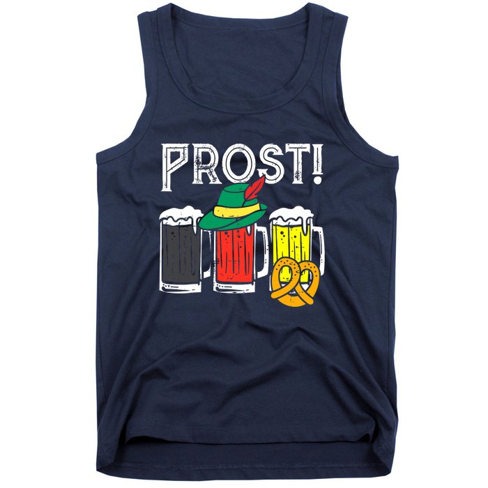 Prost German Flag Colors Hat Bavarian Oktoberfest Tank Top