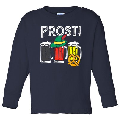 Prost German Flag Colors Hat Bavarian Oktoberfest Toddler Long Sleeve Shirt