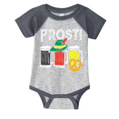 Prost German Flag Colors Hat Bavarian Oktoberfest Infant Baby Jersey Bodysuit