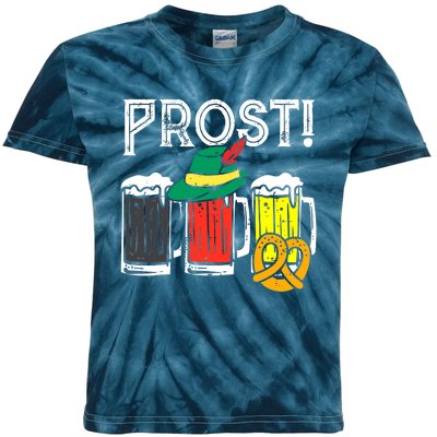 Prost German Flag Colors Hat Bavarian Oktoberfest Kids Tie-Dye T-Shirt