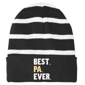 Pa Gift From Granddaughter Grandson Best Pa Ever Striped Beanie with Solid Band