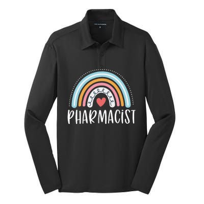 Pharmacist Gifts For Wo Funny Pharmacy Rainbow Silk Touch Performance Long Sleeve Polo