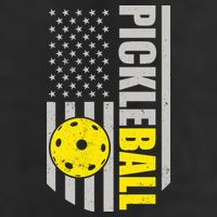 Pickleball Gift_American Flag Pickleball Paddle 7 Panel Mesh Trucker Snapback Hat