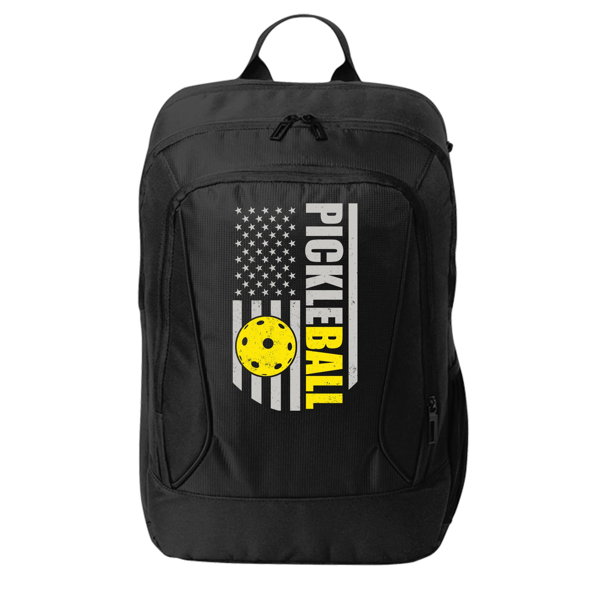 Pickleball Gift_American Flag Pickleball Paddle City Backpack