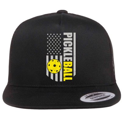 Pickleball Gift_American Flag Pickleball Paddle Flatbill Hat