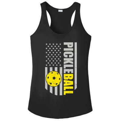 Pickleball Gift_American Flag Pickleball Paddle Ladies PosiCharge Competitor Racerback Tank