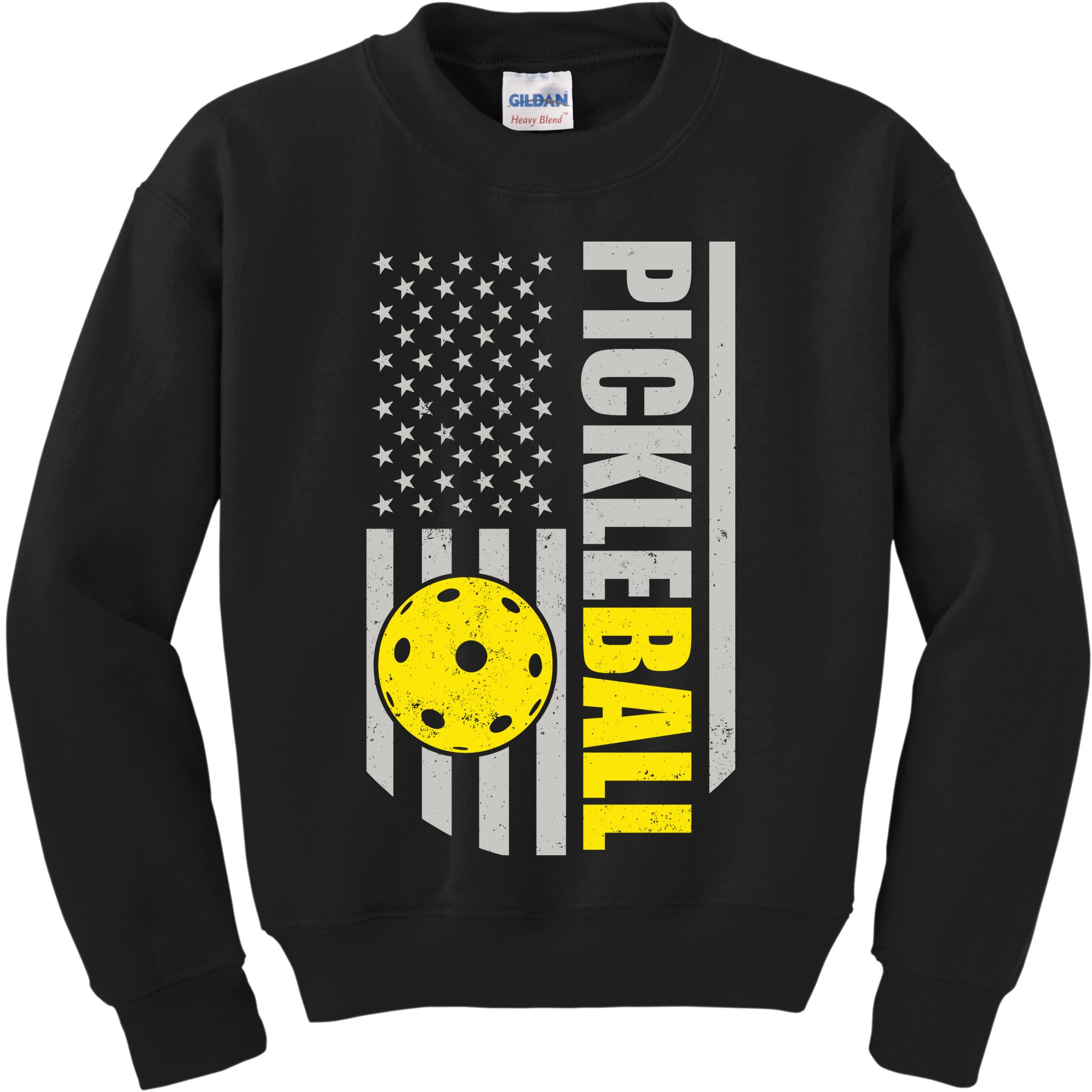 Pickleball Gift_American Flag Pickleball Paddle Kids Sweatshirt