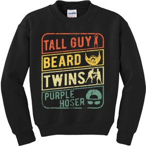 Perfect Gift For Dudetall Guy Beard Twins Purple Hoser Kids Sweatshirt