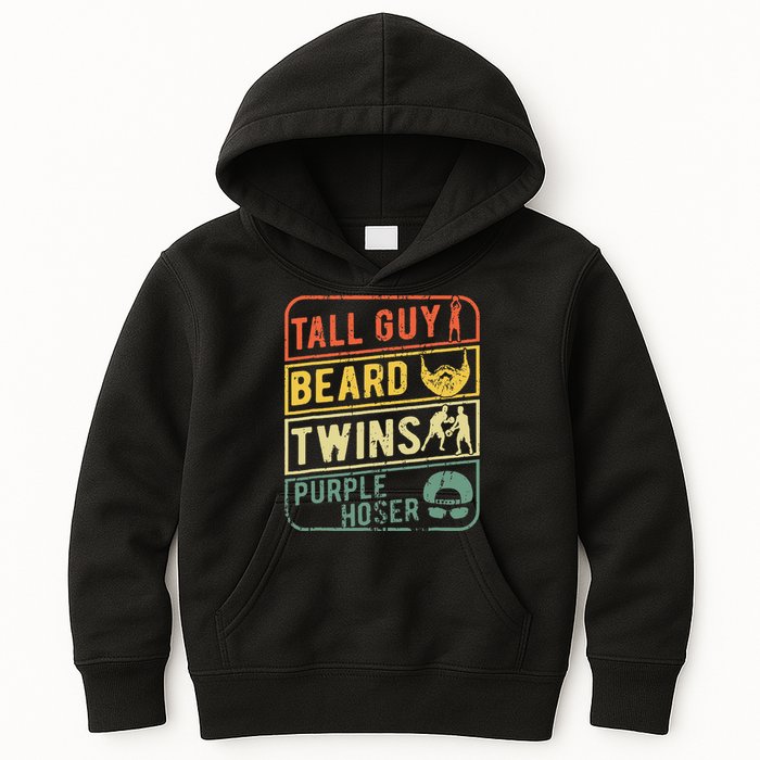 Perfect Gift For Dudetall Guy Beard Twins Purple Hoser Kids Hoodie