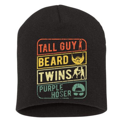 Perfect Gift For Dudetall Guy Beard Twins Purple Hoser Short Acrylic Beanie