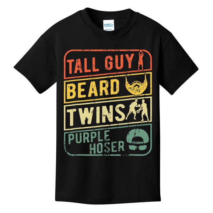 Perfect Gift For Dudetall Guy Beard Twins Purple Hoser Kids T-Shirt