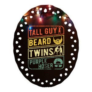 Perfect Gift For Dudetall Guy Beard Twins Purple Hoser Ceramic Oval Ornament