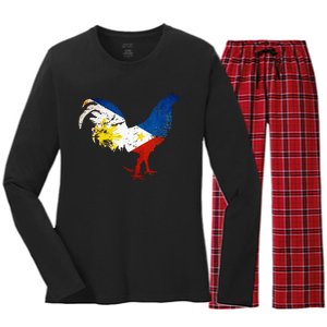 Philippines Gamefowl Filipino Flag Gallegos Rooster style 2 Women's Long Sleeve Flannel Pajama Set 