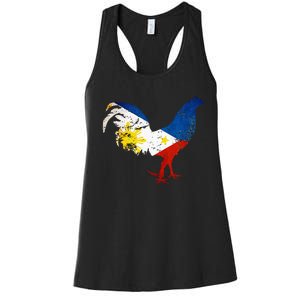 Philippines Gamefowl Filipino Flag Gallegos Rooster style 2 Women's Racerback Tank