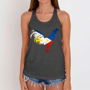 Philippines Gamefowl Filipino Flag Gallegos Rooster style 2 Women's Knotted Racerback Tank