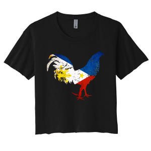 Philippines Gamefowl Filipino Flag Gallegos Rooster style 2 Women's Crop Top Tee